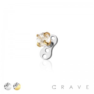 CZ PRONG 316L SURGICAL STEEL HEAD AND BASE DERMAL SET 